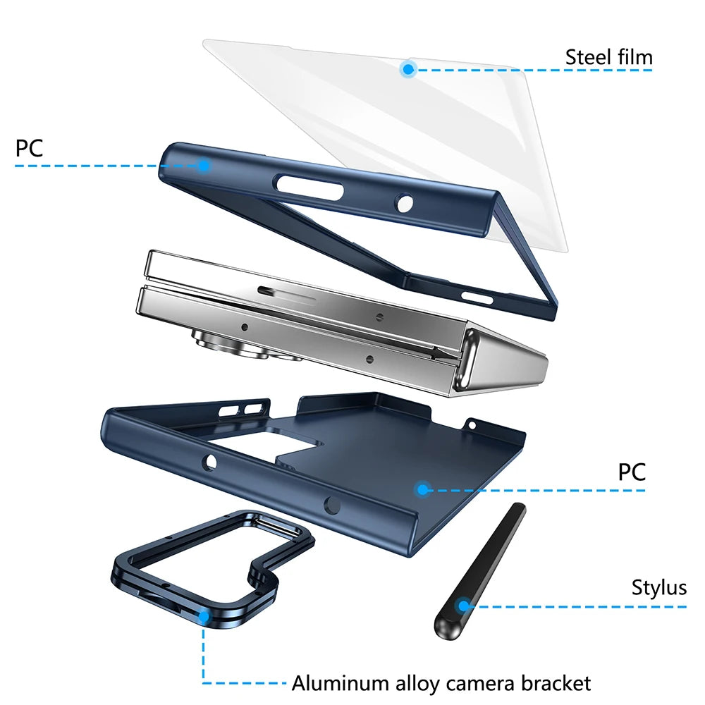 Galaxy Z Fold 4–7 Case – Metal Stand, S Pen Slot & Screen Guard