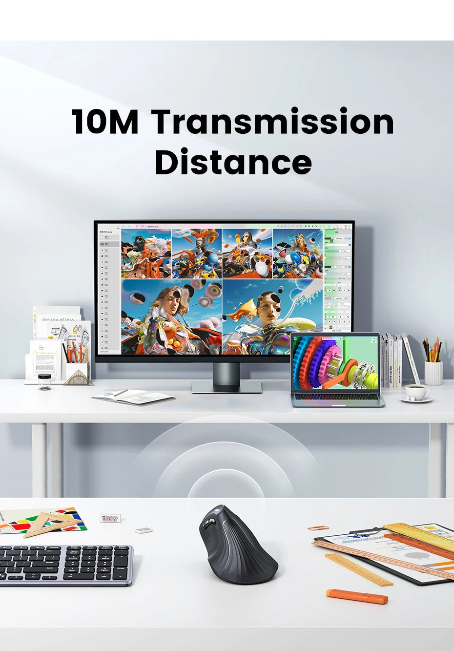UGREEN Vertical Wireless Mouse – Bluetooth 5.0, 4000DPI, Ergonomic