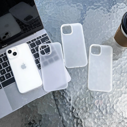 Soft TPU Matte Phone Case – Transparent Cover for iPhone 11–17 Series