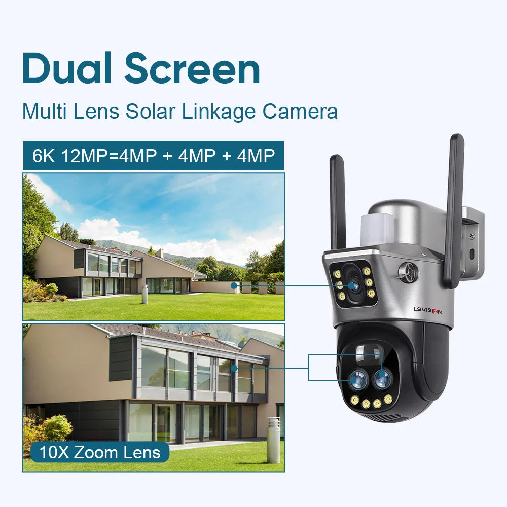 LS Vision V380 Dual Lens Solar Camera – 8MP 4K, 10X Zoom, WiFi/4G