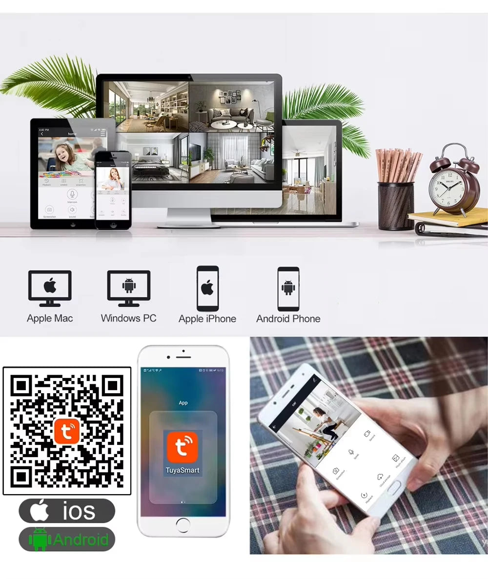 WOUWON Tuya Smart WiFi NVR Kit – 3MP 4CH/8CH Waterproof CCTV System