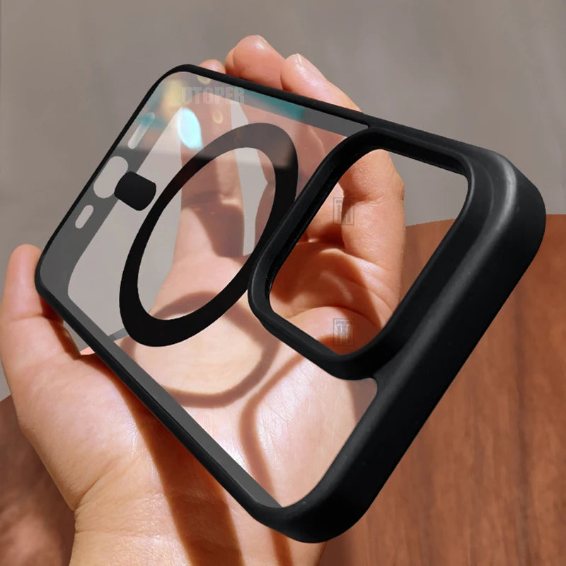 Anti-Fall Acrylic Business Case – Magnetic Magsafe for iPhone 11–16 Pro/Max