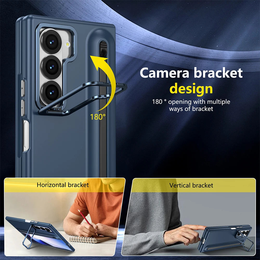 Galaxy Z Fold 4–7 Case – Metal Stand, S Pen Slot & Screen Guard