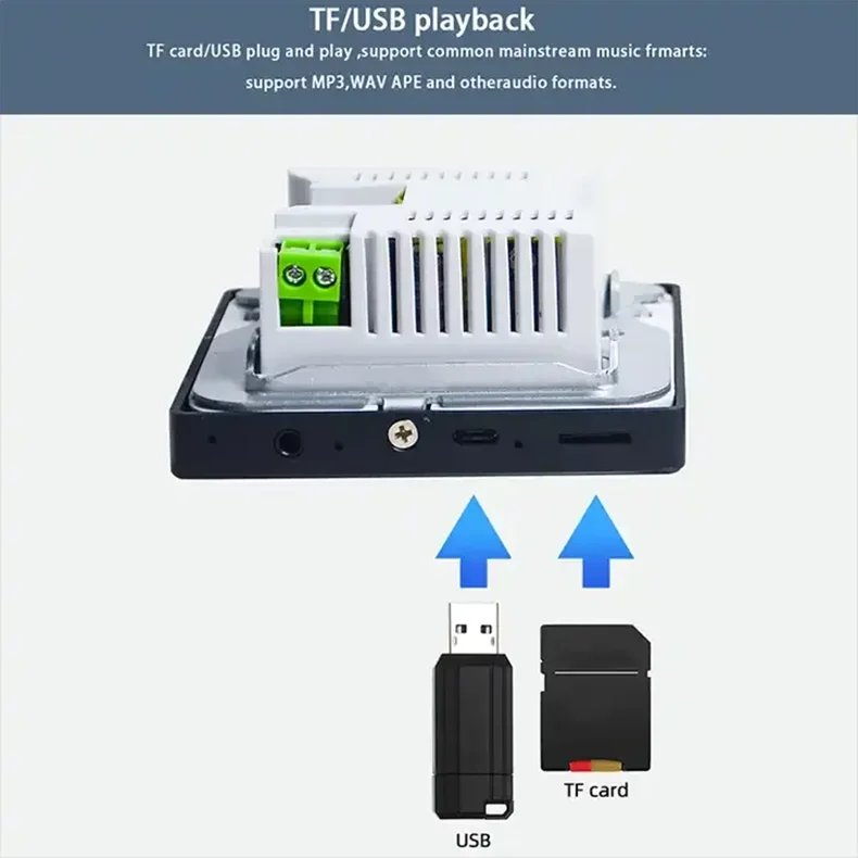 Mini Touchscreen 4×25W Bluetooth Wall Amplifier – Stereo PA System