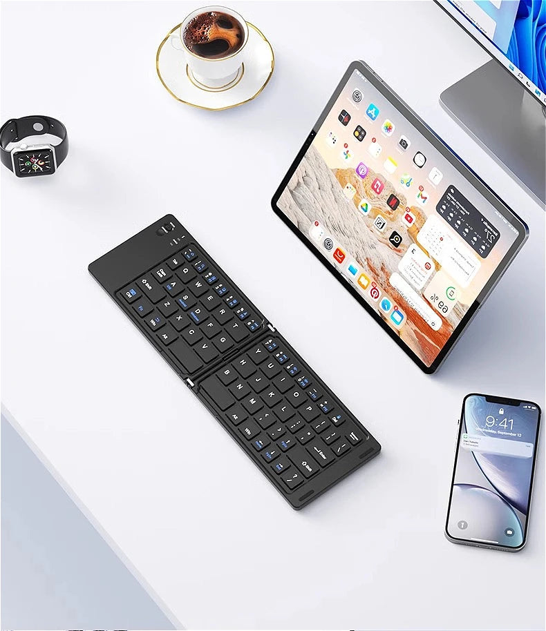 MINGCVIL Mini Foldable Bluetooth Keyboard – Slim, Portable, Rechargeable