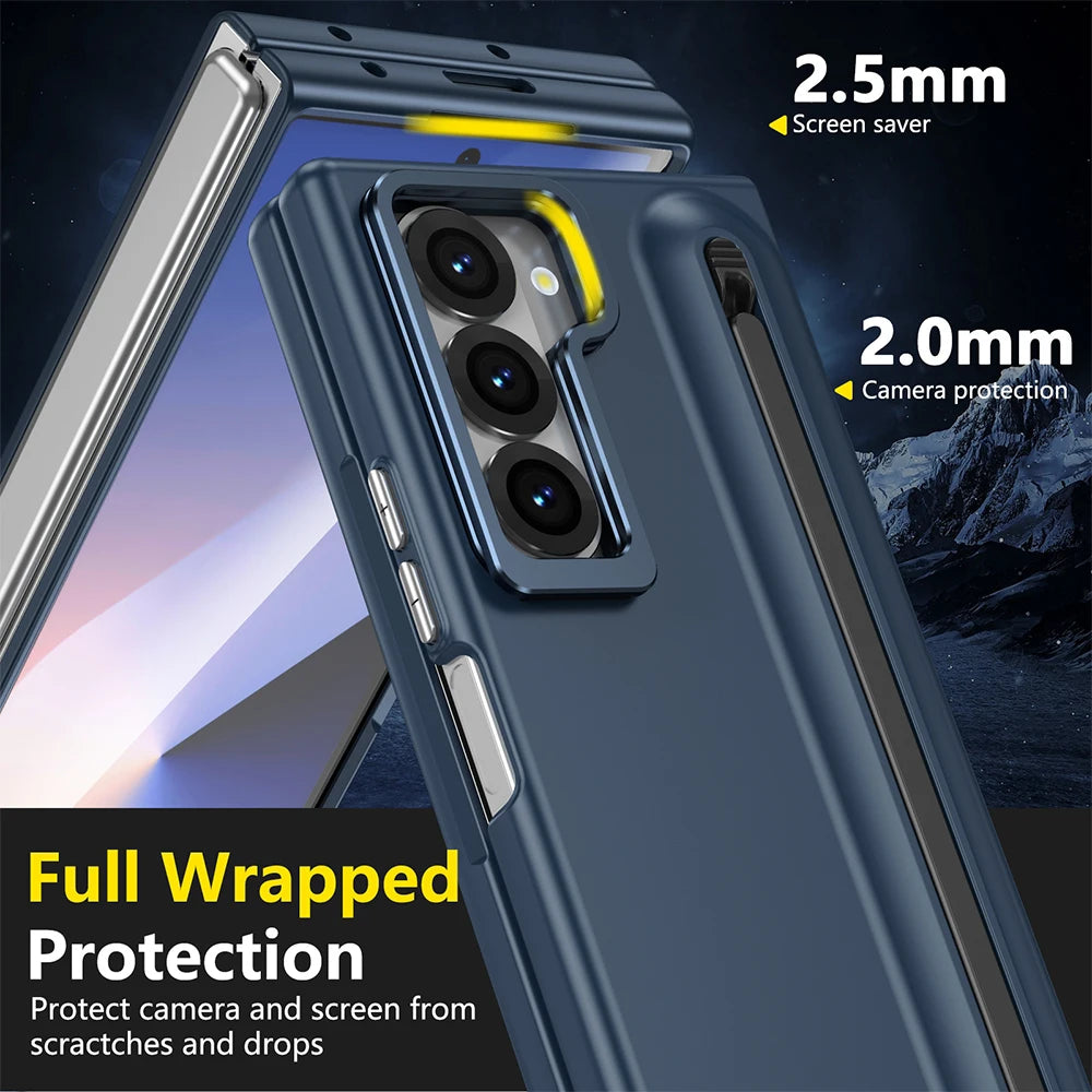 Galaxy Z Fold 4–7 Case – Metal Stand, S Pen Slot & Screen Guard