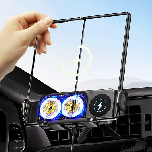 Universal Car Phone Holder & Wireless Charger – MagSafe, Auto-Rotation