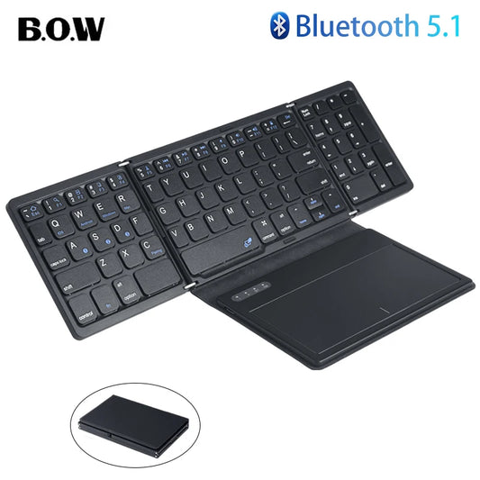 BOW Foldable Bluetooth Keyboard – Wireless Rechargeable with Touchpad