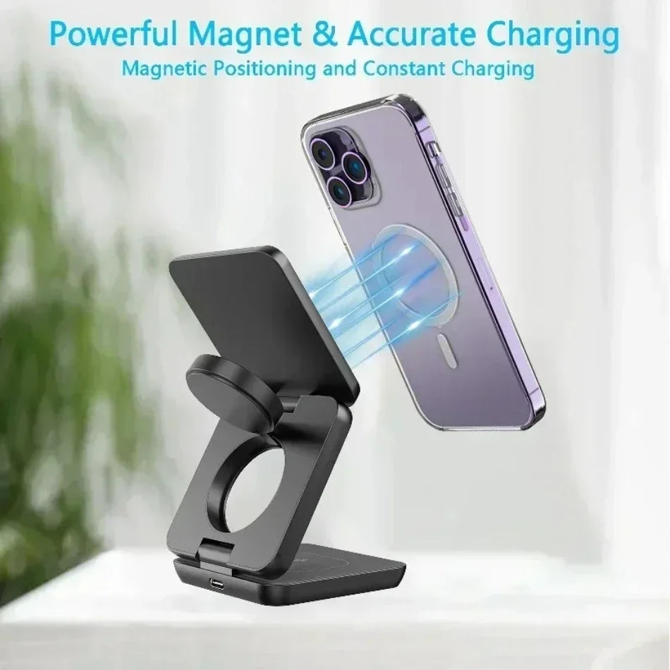 3-in-1 Foldable Magnetic Wireless Charger – iPhone, iWatch & AirPods