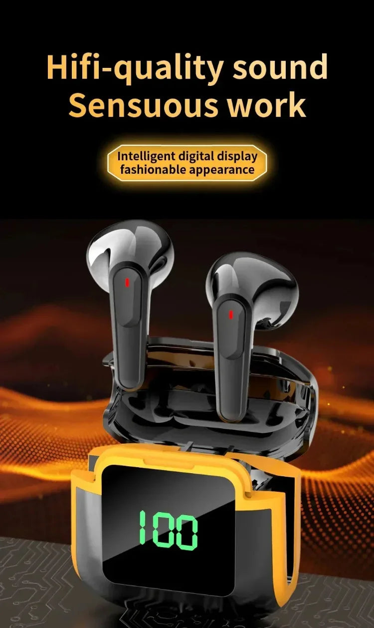 PRO90 Bluetooth 5.3 TWS Earbuds – LED, Stereo, Touch, Noise Cancel