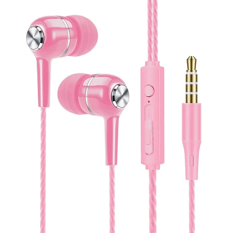 3.5mm Wired In-Ear Headphones – Bass, HiFi Stereo, Mic, Inline Control