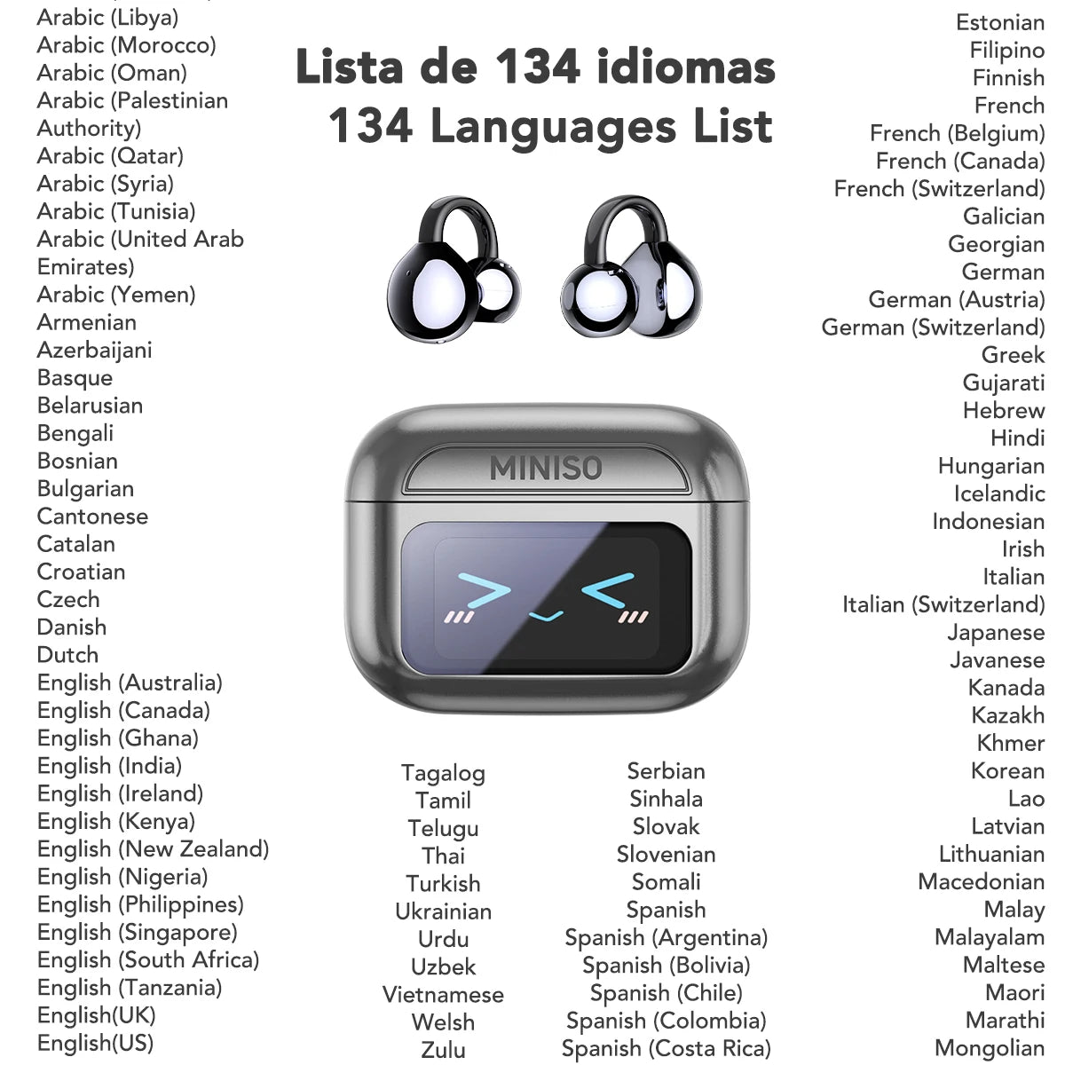 MINISO MS201 Bluetooth EarClip Headphones – AI Translator, 60H Playtime