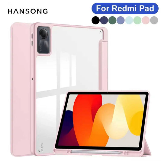 Transparent Hard Case for Redmi Pad SE – Awake/Sleep Cover, 8.7–12.1