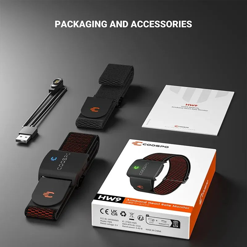 COOSPO HW9 Armband Heart Rate Monitor – BLE5.0 & ANT+ for Fitness & Cycling