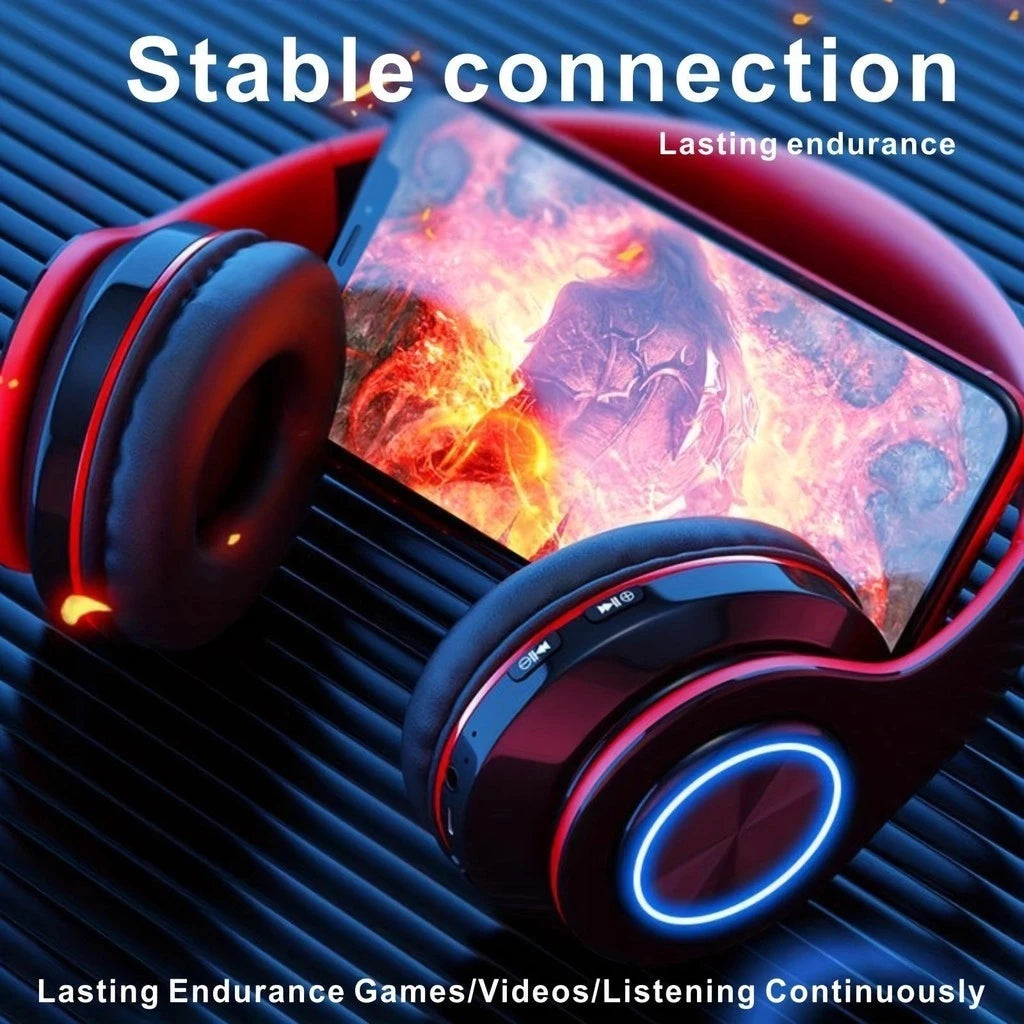 Wireless Bluetooth 5.0 On-Ear Headphones – Stereo, Mic, Foldable for Gaming & Sports