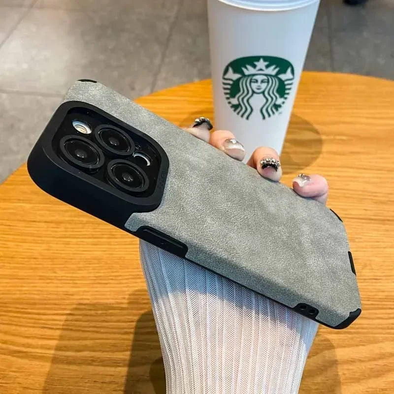 Fashion Fur Leather Phone Case – Full Lens Protection for iPhone 11–16 Pro/Max