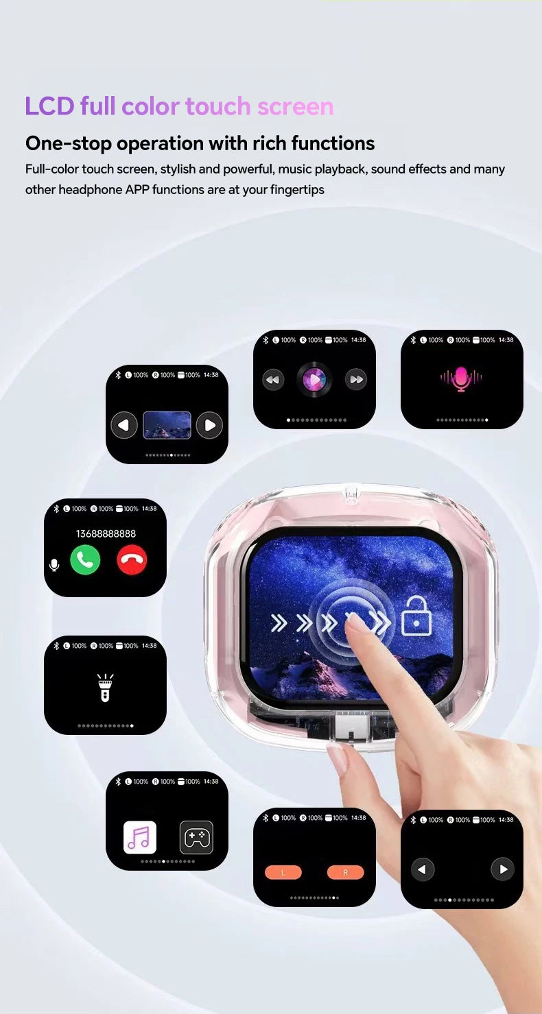 Smart Translation Headphones – Wireless Bluetooth Earbuds with Touch Screen & HiFi Audio