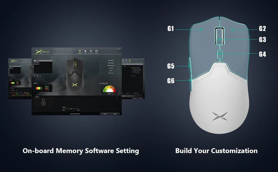 Delux M800PRO Wireless Gaming Mouse – RGB, 26000 DPI, Programmable