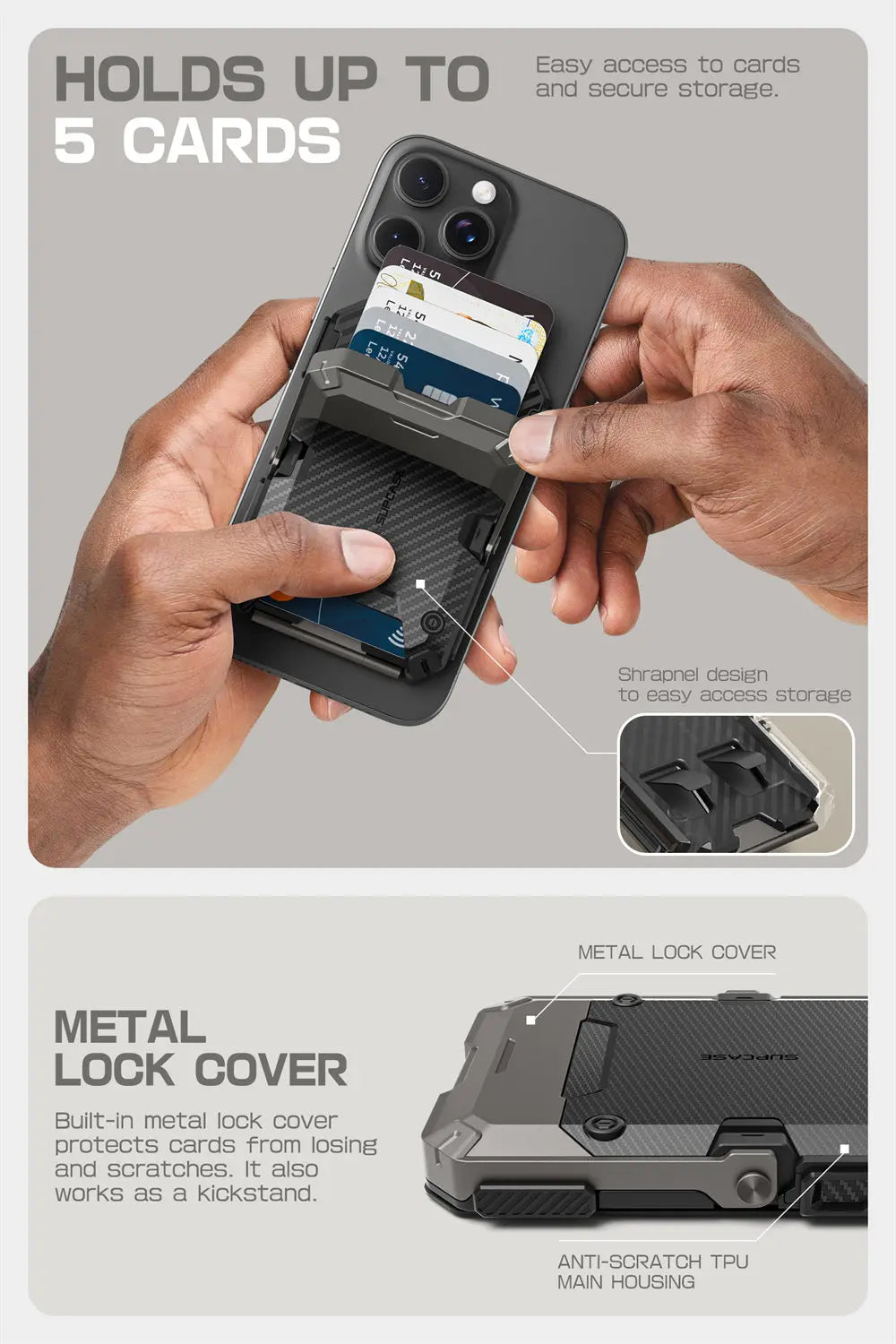 SUPCASE Magnetic Tripod Phone Stand – Credit Card Holder, MagSafe Compatible