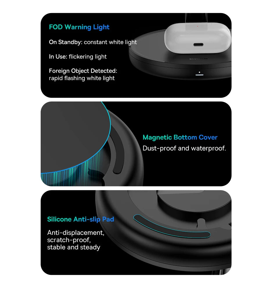 Baseus 3-in-1 20W Magnetic Wireless Charger – iPhone, AirPods & Apple Watch