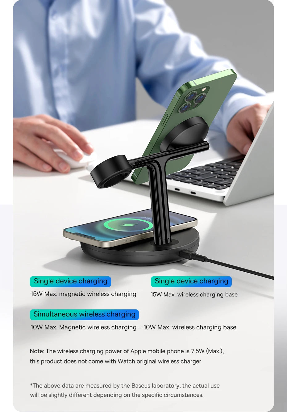 Baseus 3-in-1 20W Magnetic Wireless Charger – iPhone, AirPods & Apple Watch