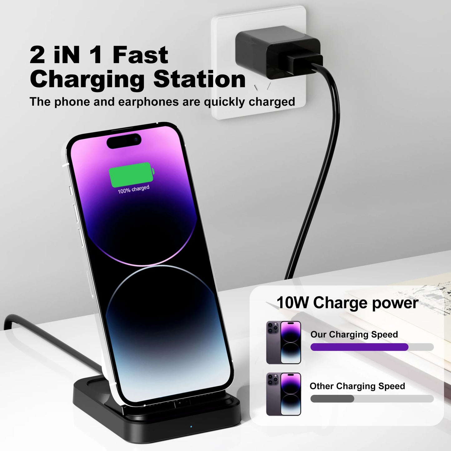 2-in-1 Charging Station – Dock for iPhone 11–14 & AirPods 1–3/Pro