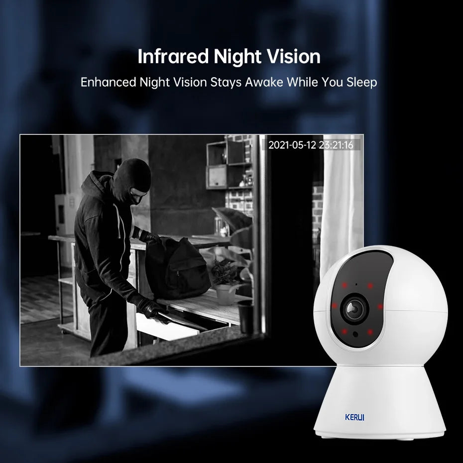 KERUI 5MP 4K Mini WiFi Camera – Tuya Smart AI Indoor Security