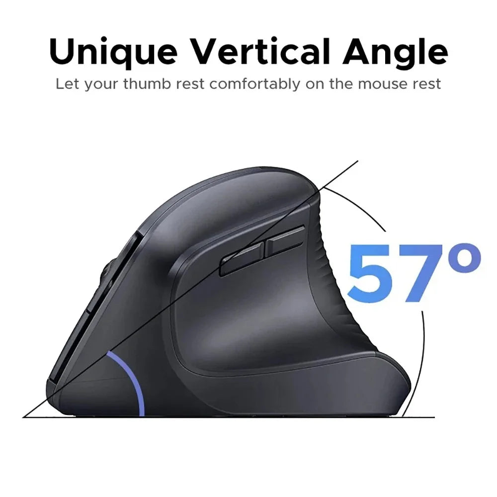 Vertical Ergonomic Mouse – Dual Mode 2.4G & Bluetooth, RGB, Silent 1600DPI