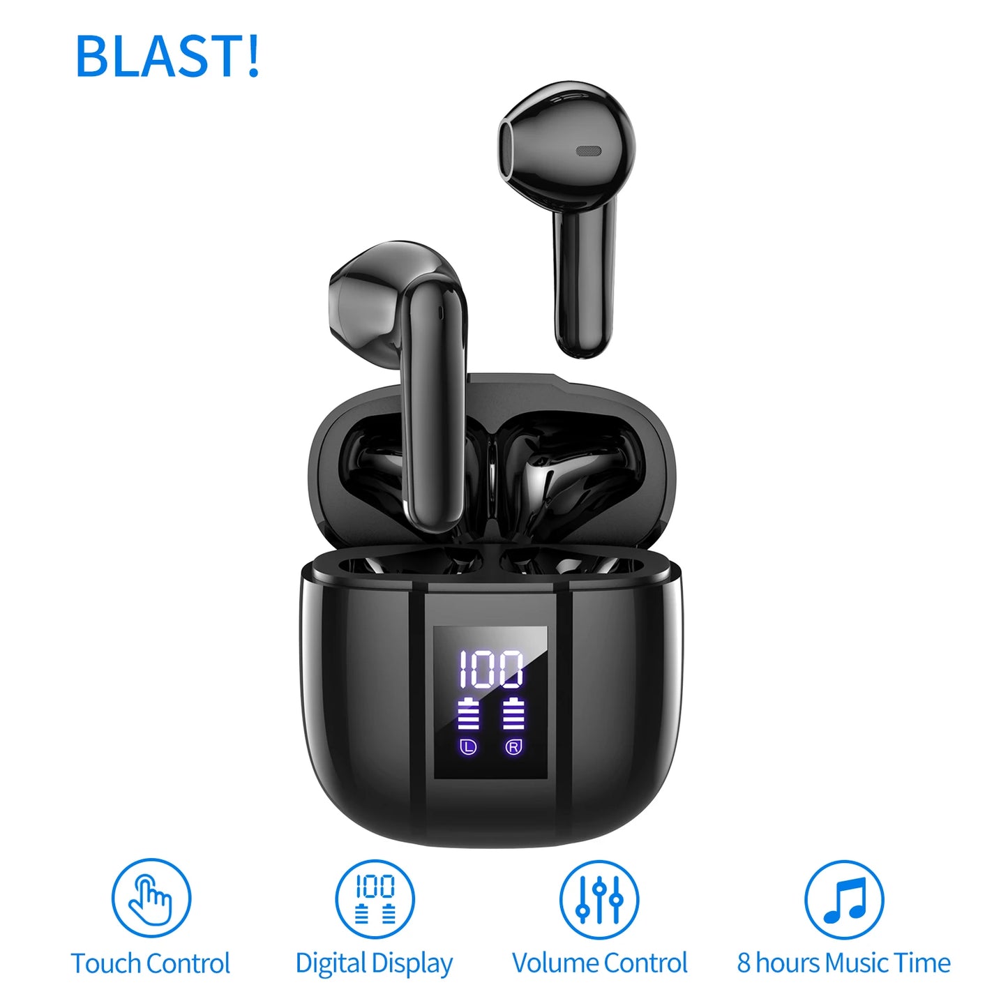 BLAST! I50 ENC Earphones – Type-C, Bluetooth 5.3, Noise Cancelling, LED Display