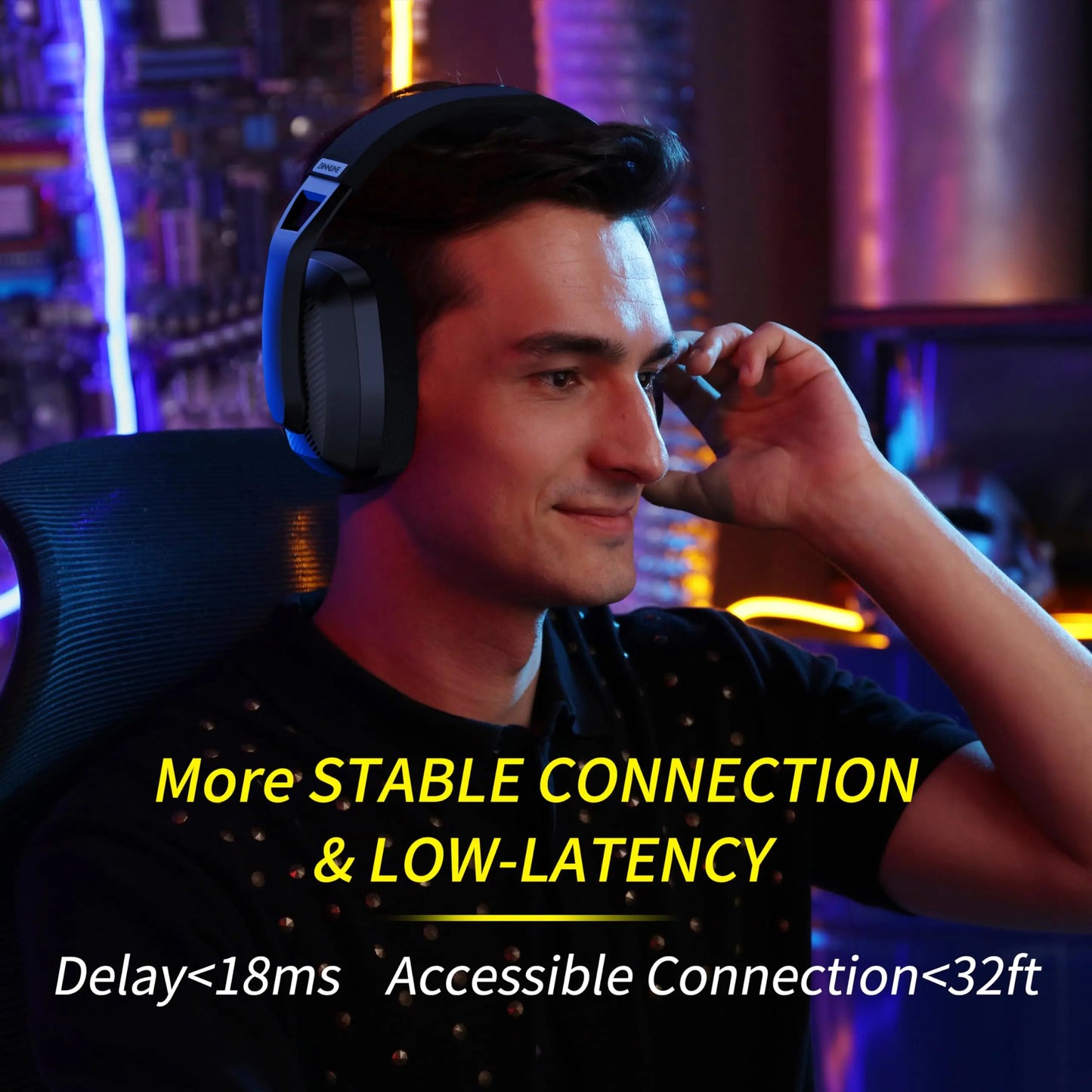 BINNUNE BW06 Wireless Gaming Headset – 2.4GHz & Bluetooth, Mic for PS5/PC