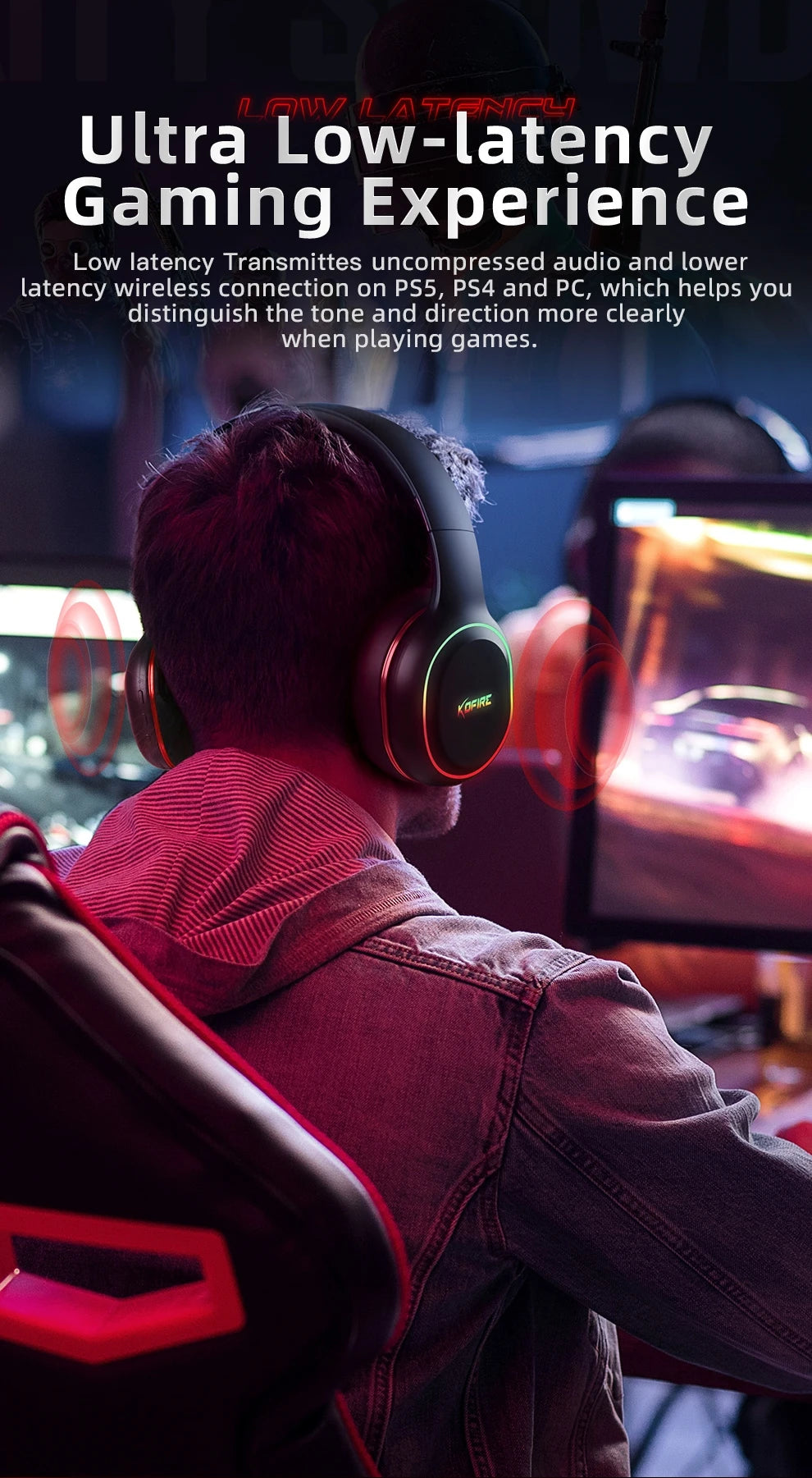 Kofire UG-05 Gaming Headset – Wireless, RGB, Vibration, Dual Mode