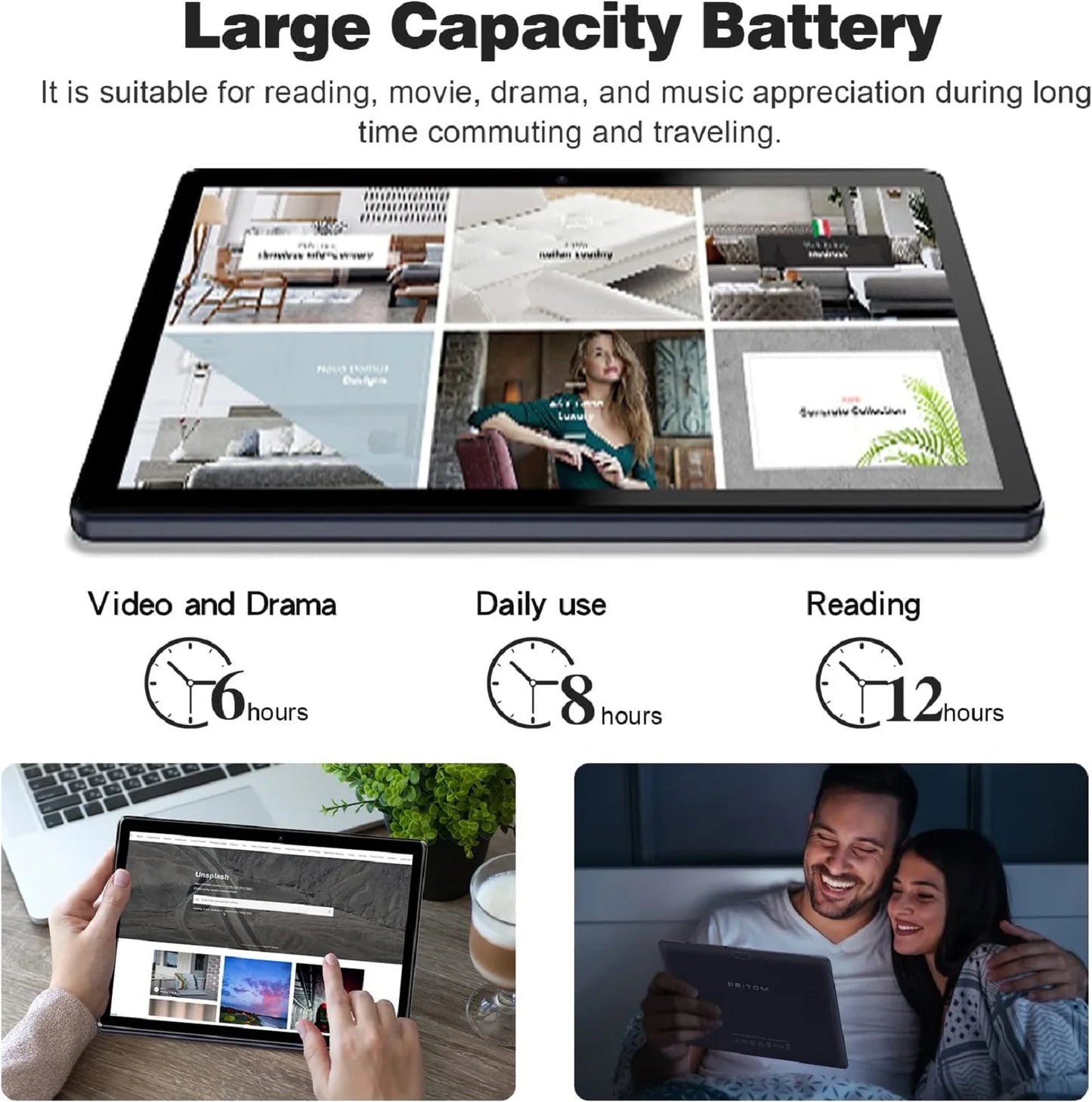 PRITOM 10'' Android Tablet – SIM Slot, 64GB, WiFi 3G Calls & GPS