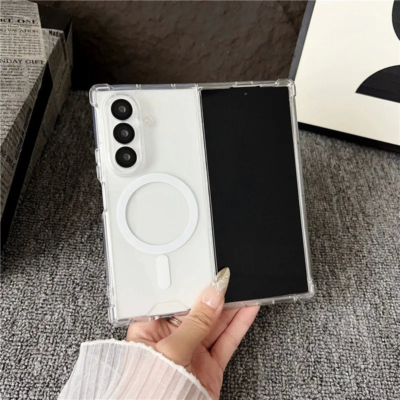 Samsung Z Fold 7 Clear Magnetic Case – MagSafe & Wireless Charging