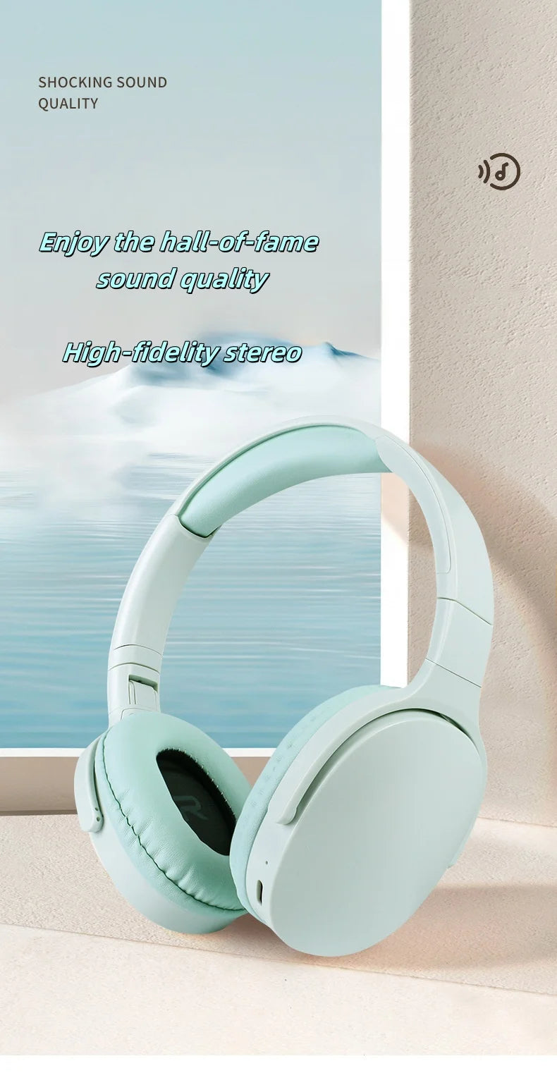 Fashion Bluetooth Over-Ear Headphones – Deep Bass, Sports Stereo, Long Battery