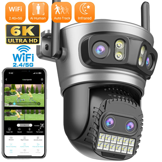 20MP Outdoor WiFi Camera – 4 Lens, 10X Zoom, Auto Tracking