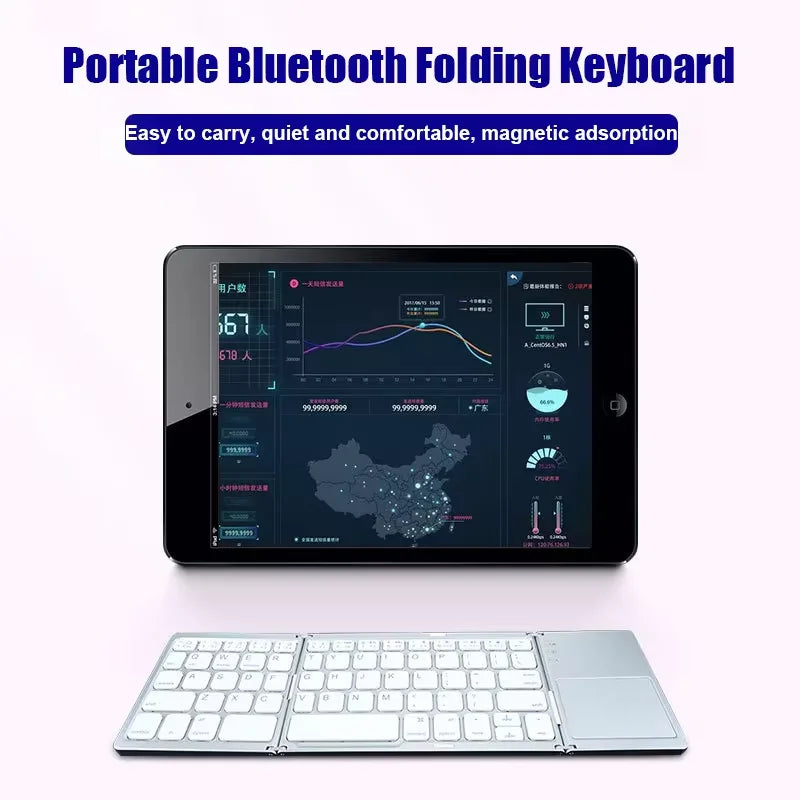 Folding Bluetooth Keyboard with Touchpad – Mini Wireless, Universal 3-System