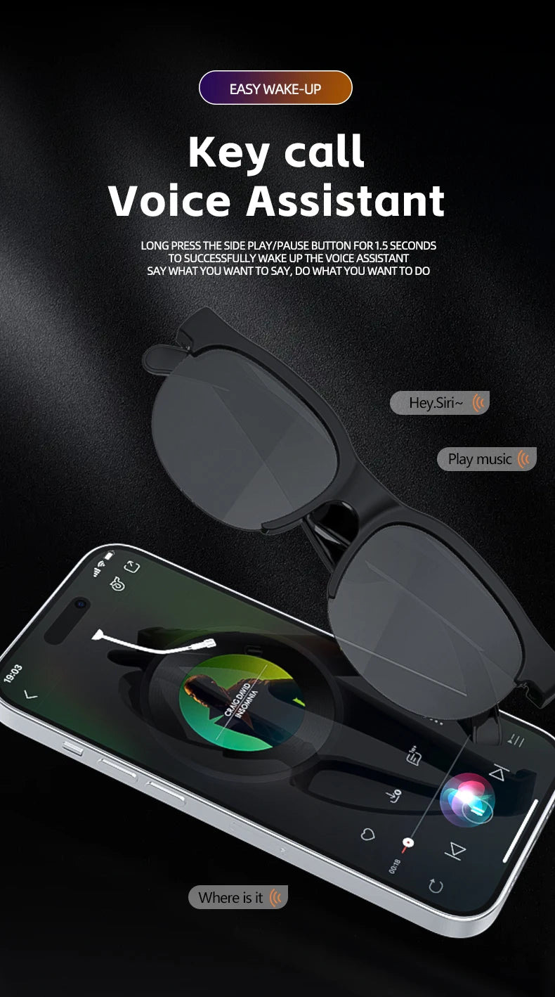 AI Smart Translation Glasses – 144 Languages, Bluetooth 5.3, Music & Sports