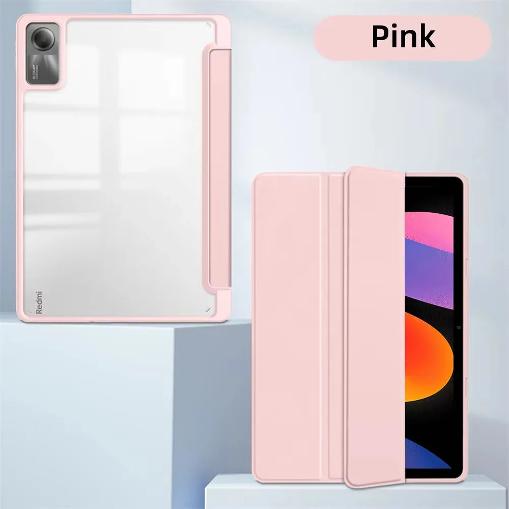 Transparent Hard Case for Redmi Pad SE – Awake/Sleep Cover, 8.7–12.1