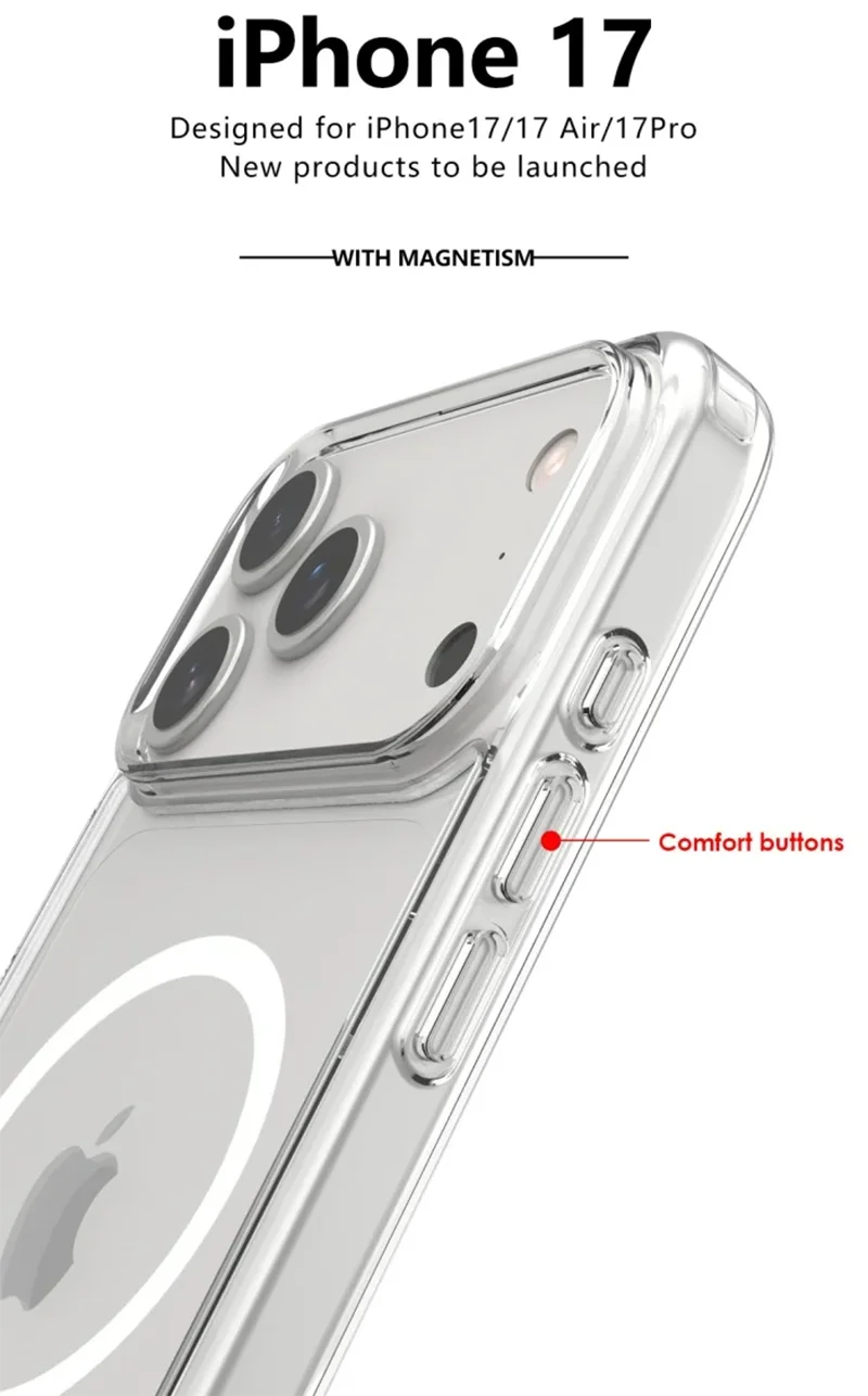 Shockproof Clear iPhone Case – MagSafe & Wireless (iPhone 17/17 Pro/Pro Max/Air)