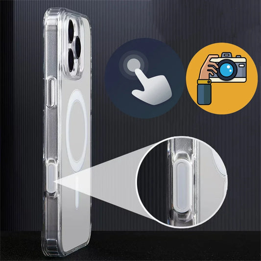 Luxury Clear Magnetic Case – MagSafe iPhone 16 Pro/Max, Wireless Charging