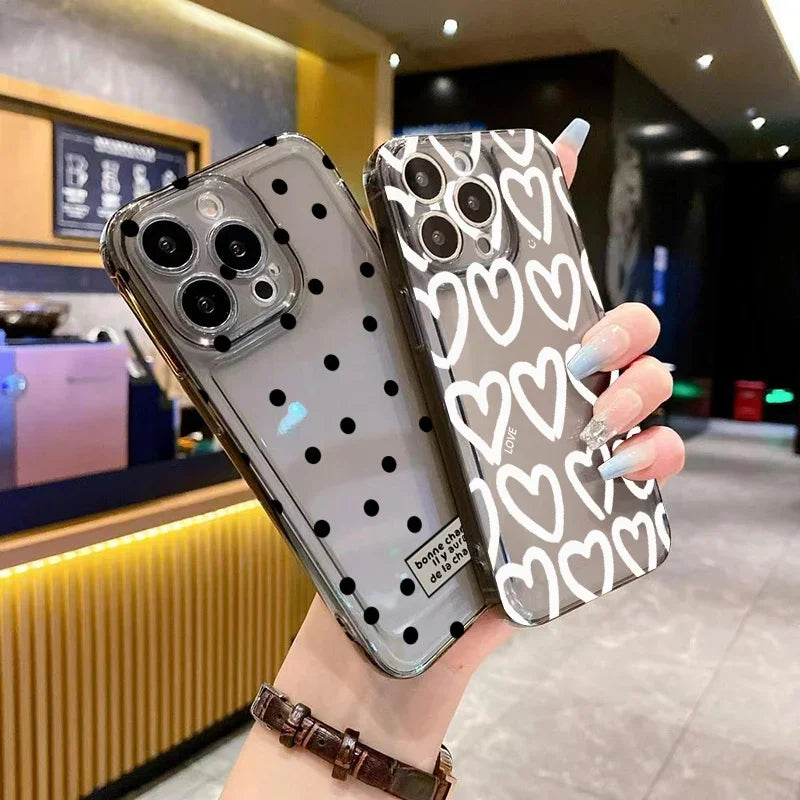 Cute Cartoon Heart Phone Case – Transparent Soft Cover for iPhone 7–17