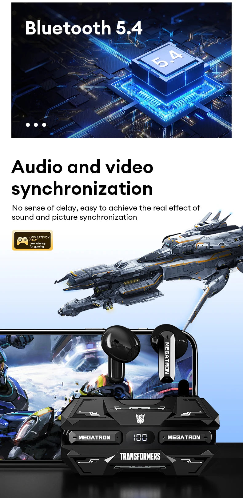 Choice Transformers TF-T51 Bluetooth 5.4 Gaming Headset – Wireless with LED & AI Translator