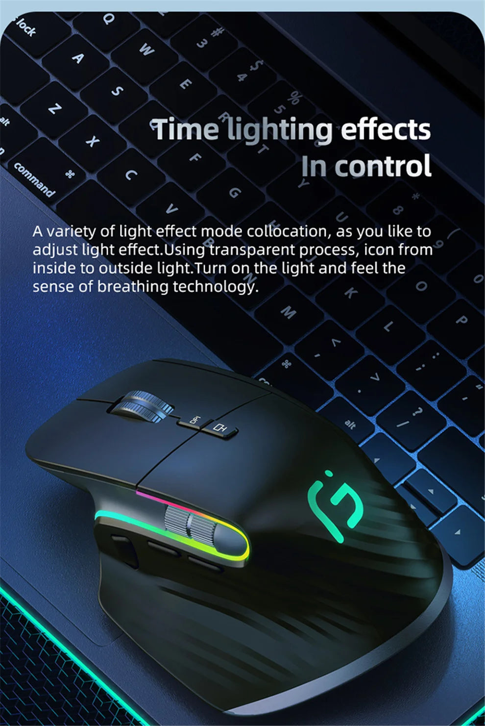 2.4G Wireless Bluetooth RGB Mouse – Rechargeable & Ergonomic