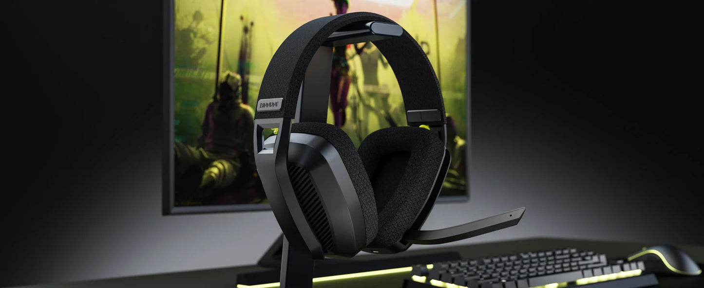 BINNUNE BW06 Wireless Gaming Headset – 2.4GHz & Bluetooth, Mic for PS5/PC
