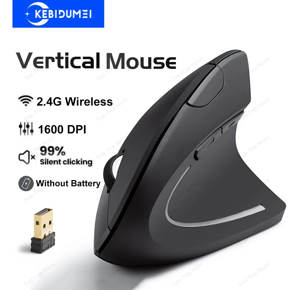 Vertical Ergonomic Mouse – Dual Mode 2.4G & Bluetooth, RGB, Silent 1600DPI