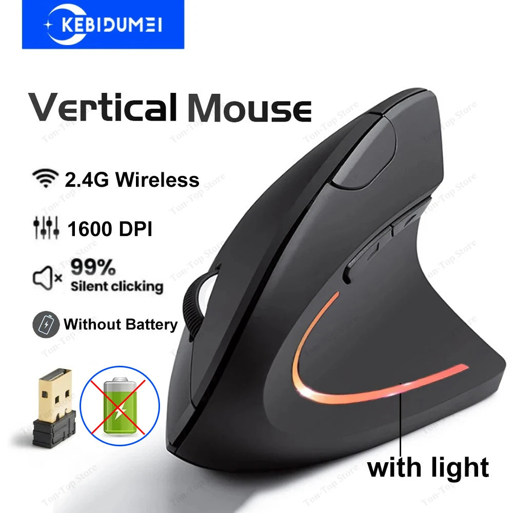 Vertical Ergonomic Mouse – Dual Mode 2.4G & Bluetooth, RGB, Silent 1600DPI