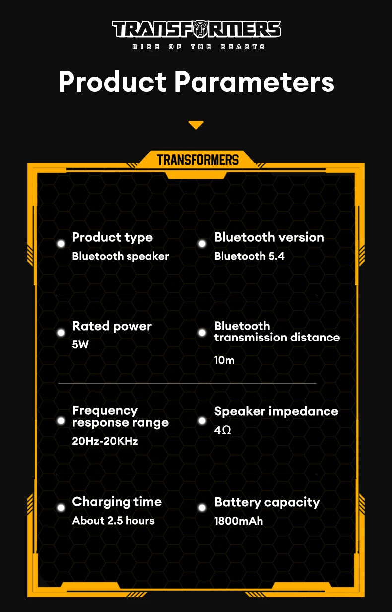 Transformers TF-Y17 Portable Bluetooth Speaker – Long Battery, Stereo Sound