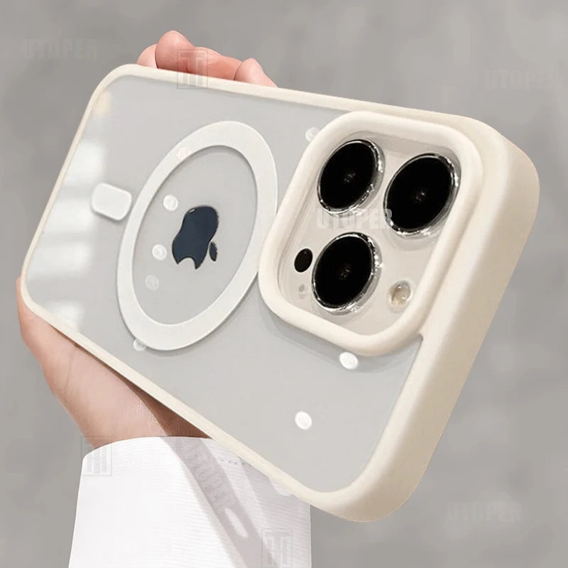 Anti-Fall Acrylic Business Case – Magnetic Magsafe for iPhone 11–16 Pro/Max