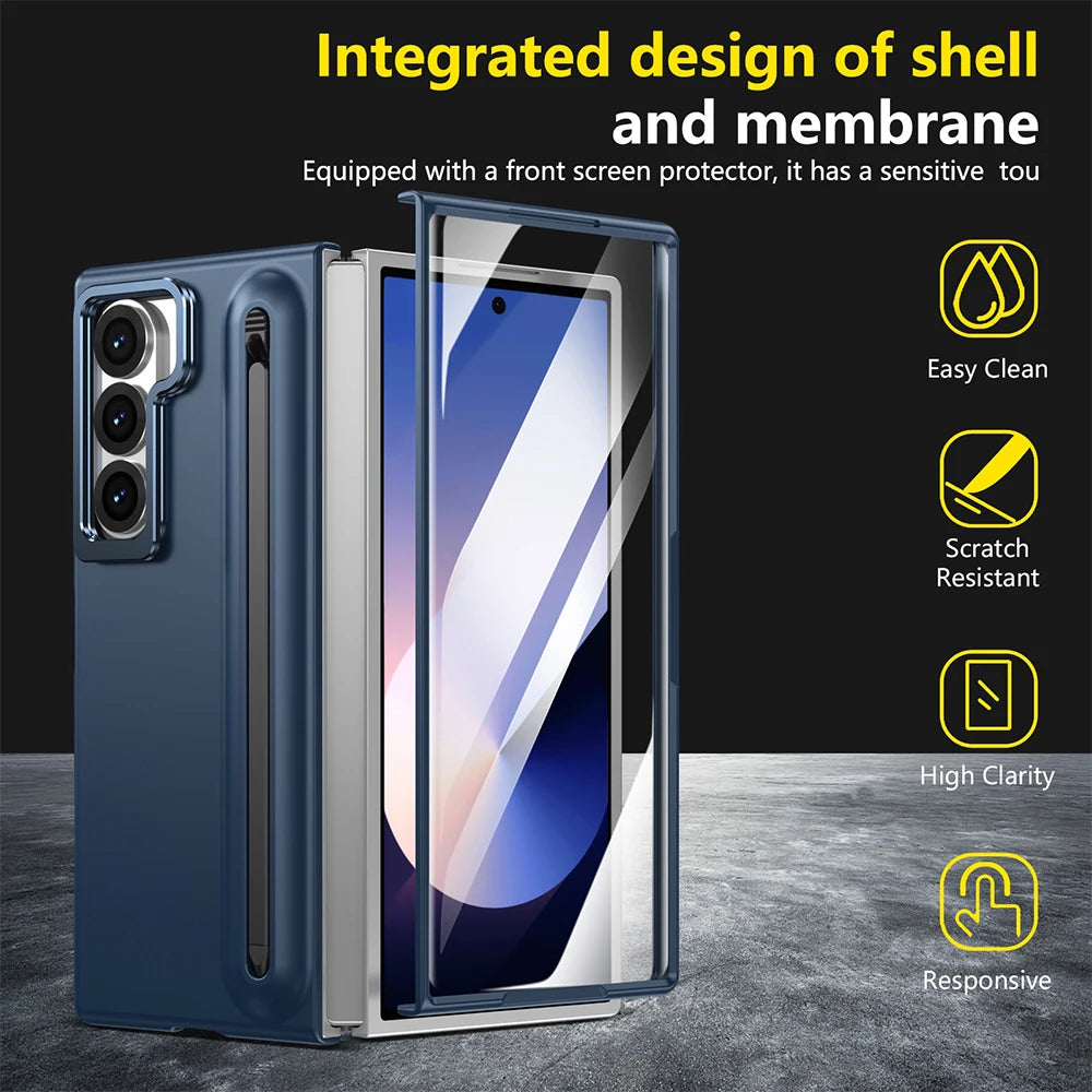 Galaxy Z Fold 4–7 Case – Metal Stand, S Pen Slot & Screen Guard