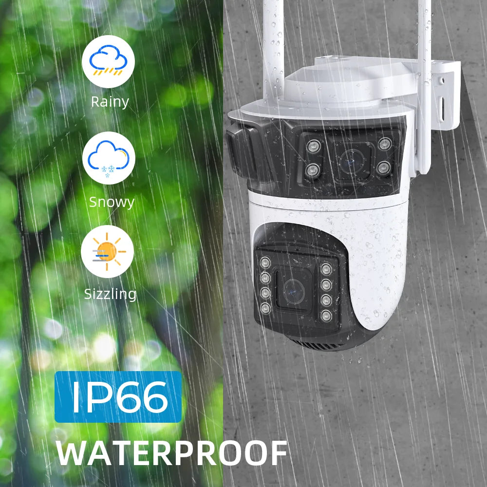 6K HD PTZ Outdoor WiFi Camera – 3 Lens, Auto Tracking Security